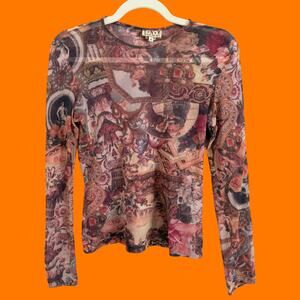 90's vintage cherub renaissance long sleeve mesh top MEDIUM ty New York *flaws*